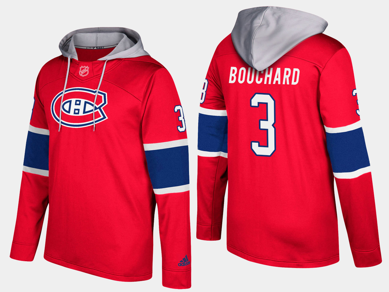 Men NHL Montreal canadiens retired 3 emile bouchard red hoodie